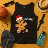Funny Oh Snap Christmas Gingerbread With Santa Hat Tank Top thumb 4