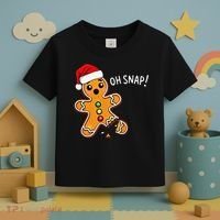 Funny Oh Snap Christmas Gingerbread With Santa Hat Toddler T-Shirt thumb 3