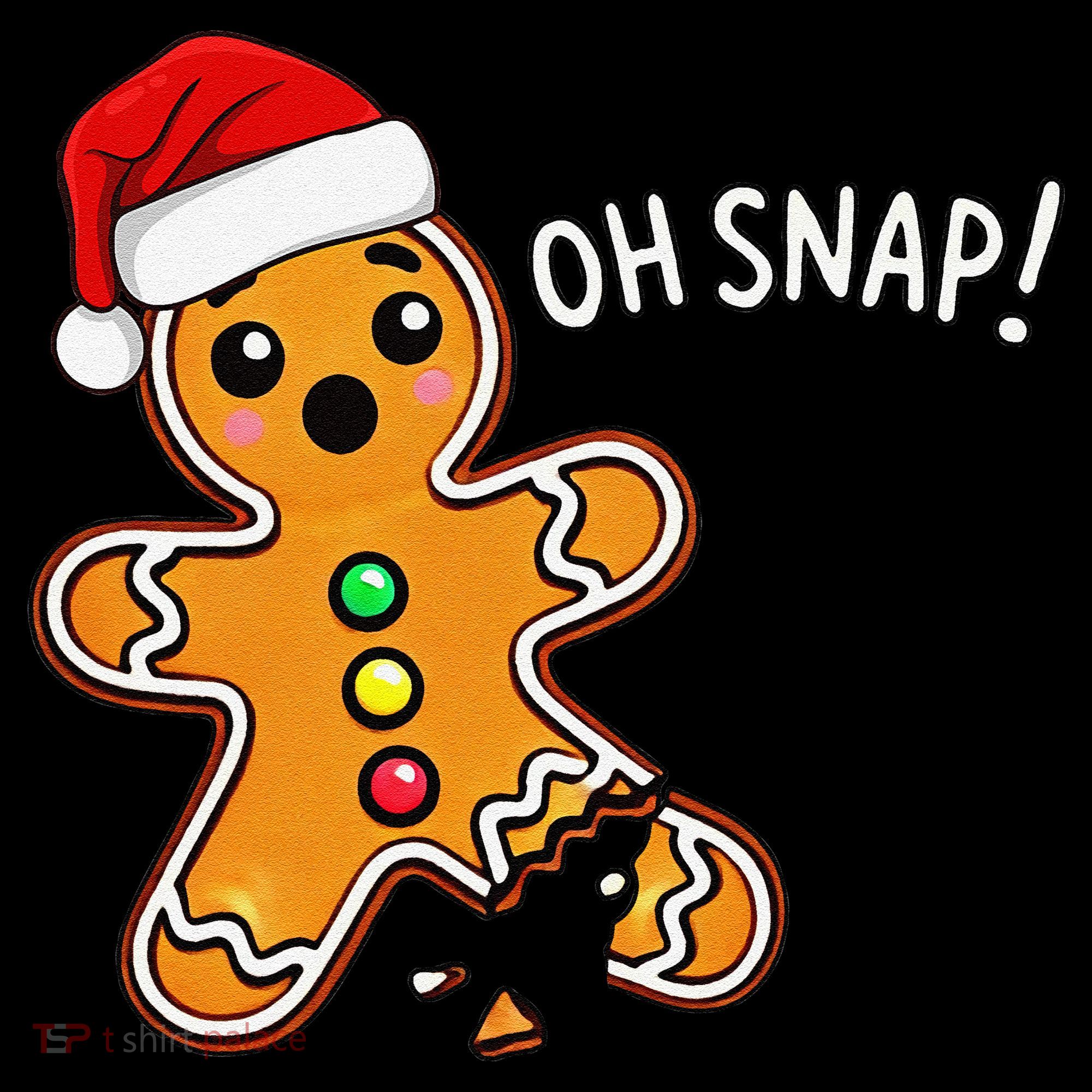 Funny Oh Snap Christmas Gingerbread With Santa Hat Toddler T-Shirt
