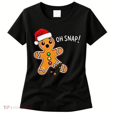 Funny Oh Snap Christmas Gingerbread With Santa Hat Women's T-Shirt