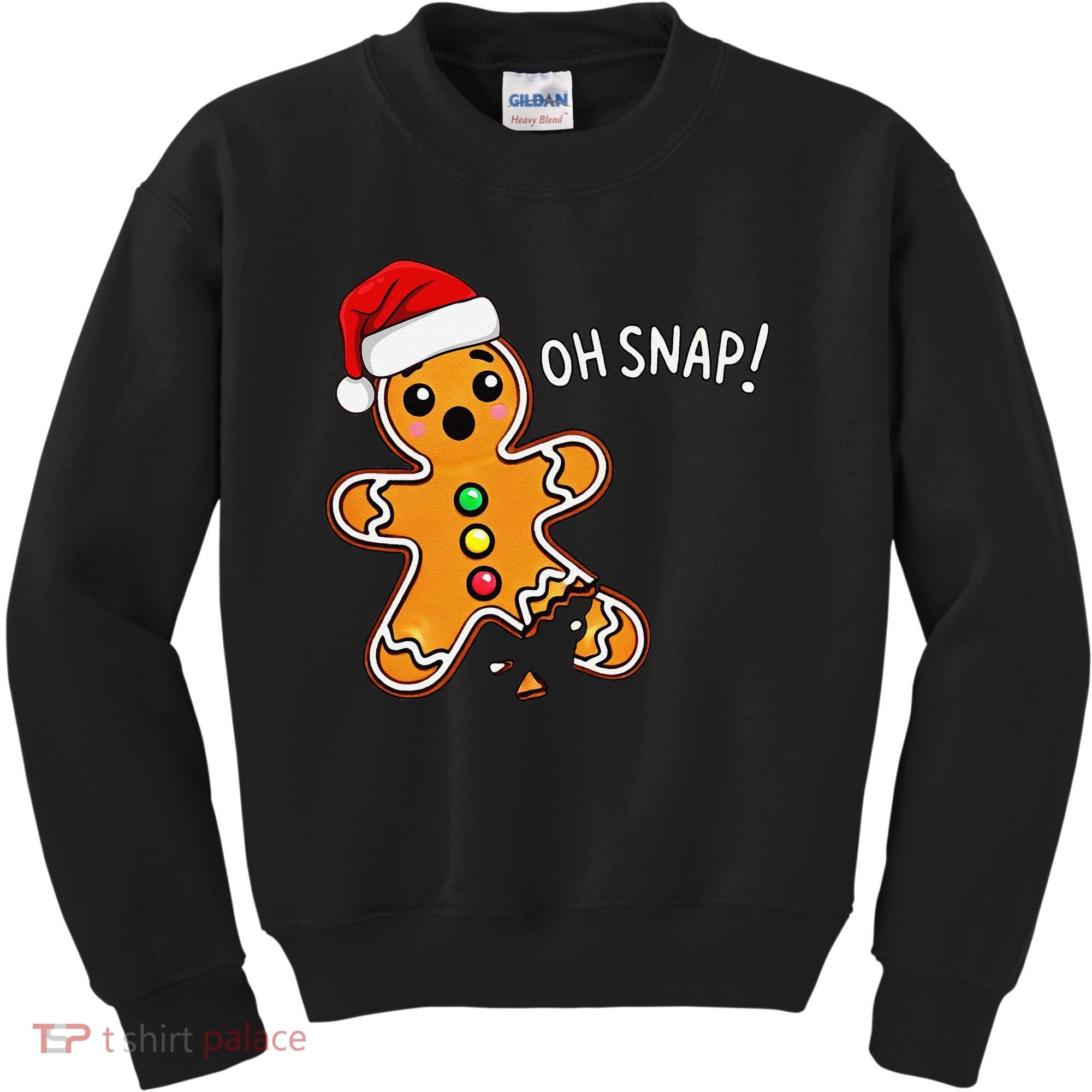 Funny Oh Snap Christmas Gingerbread With Santa Hat Kids Sweatshirt
