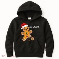 Funny Oh Snap Christmas Gingerbread With Santa Hat Kids Hoodie thumb 0