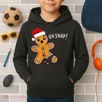 Funny Oh Snap Christmas Gingerbread With Santa Hat Kids Hoodie thumb 2