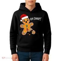 Funny Oh Snap Christmas Gingerbread With Santa Hat Kids Hoodie thumb 4