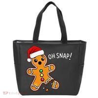 Funny Oh Snap Christmas Gingerbread With Santa Hat Tote Bag thumb 0