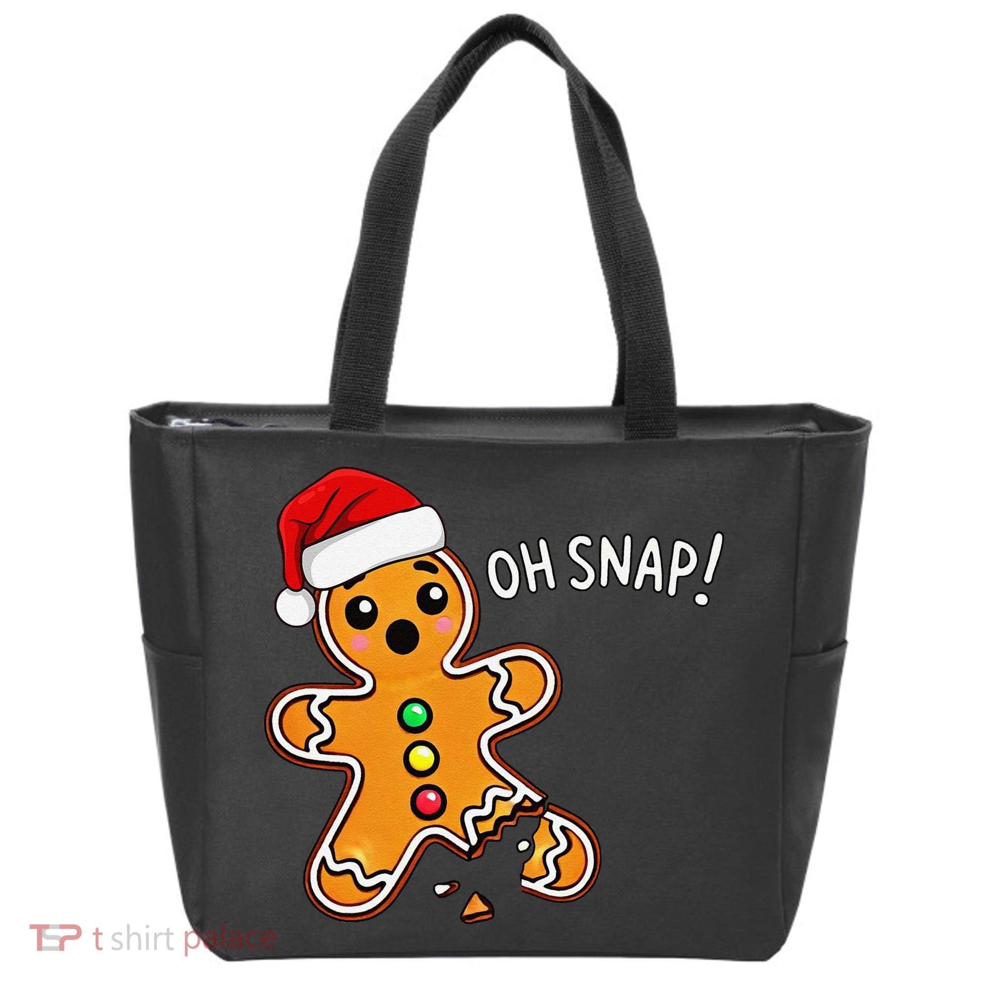 Funny Oh Snap Christmas Gingerbread With Santa Hat Tote Bag