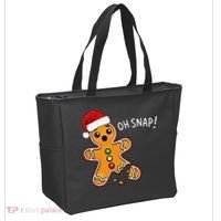 Funny Oh Snap Christmas Gingerbread With Santa Hat Tote Bag thumb 2