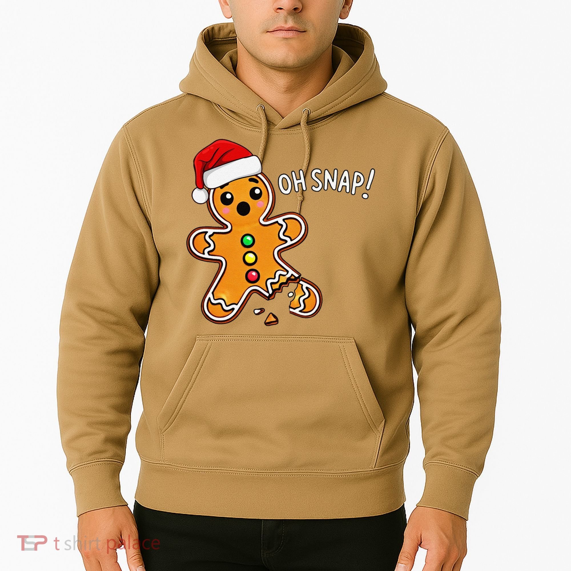 Funny Oh Snap Christmas Gingerbread With Santa Hat Hoodie