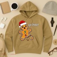 Funny Oh Snap Christmas Gingerbread With Santa Hat Hoodie thumb 3