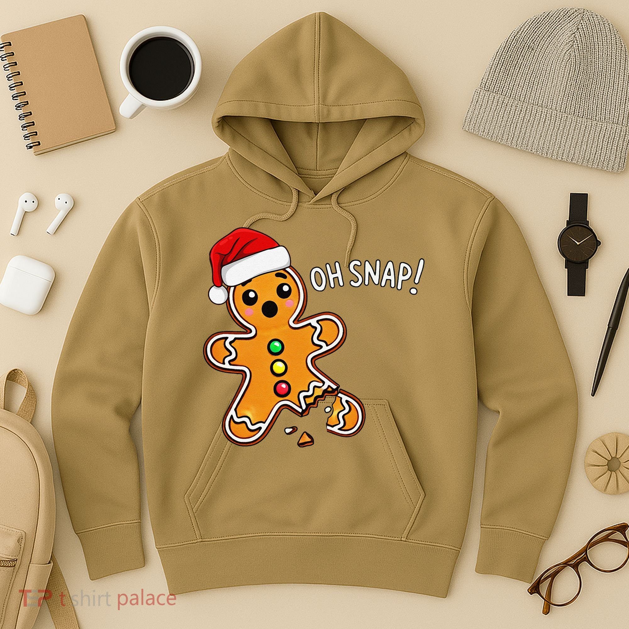 Funny Oh Snap Christmas Gingerbread With Santa Hat Hoodie