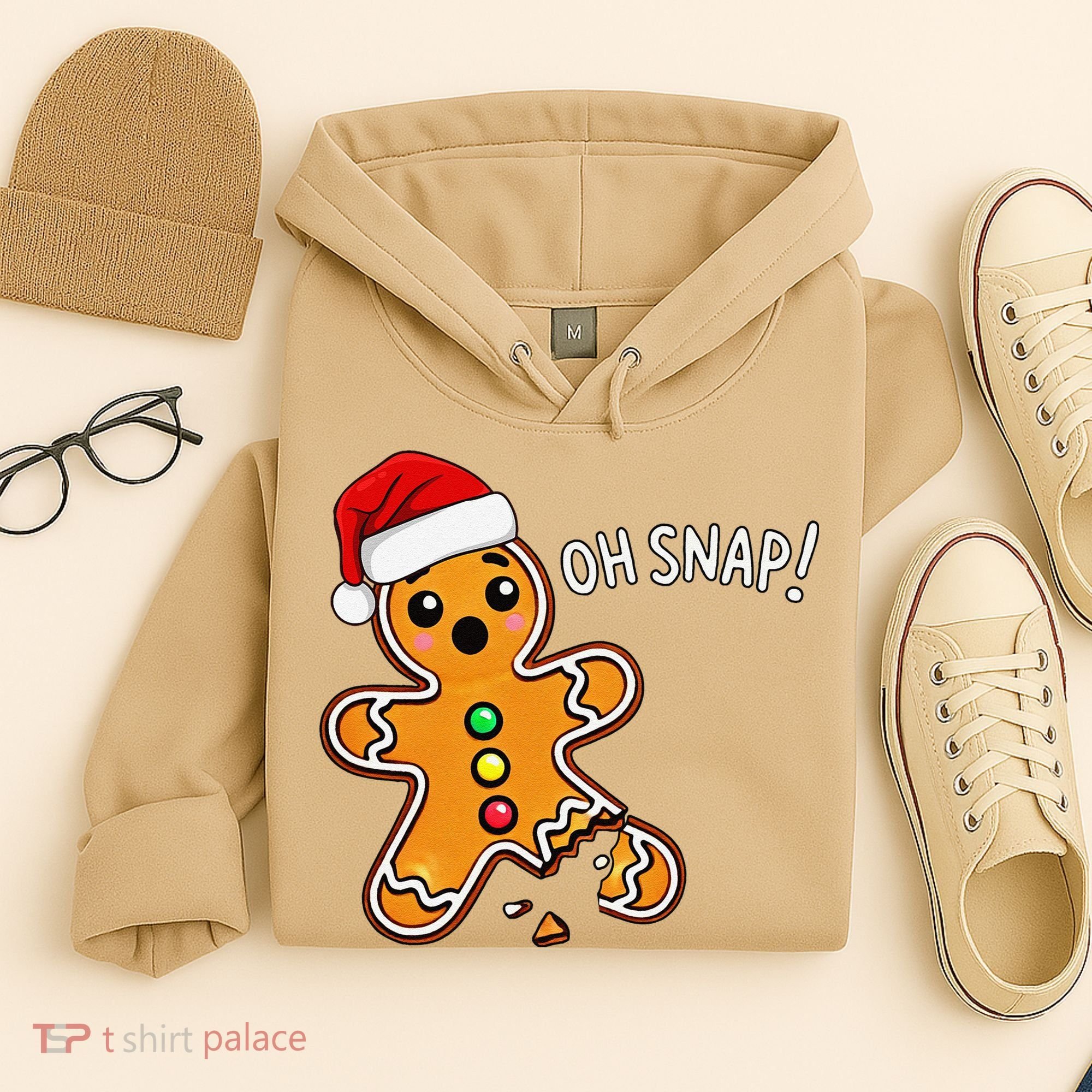 Funny Oh Snap Christmas Gingerbread With Santa Hat Hoodie