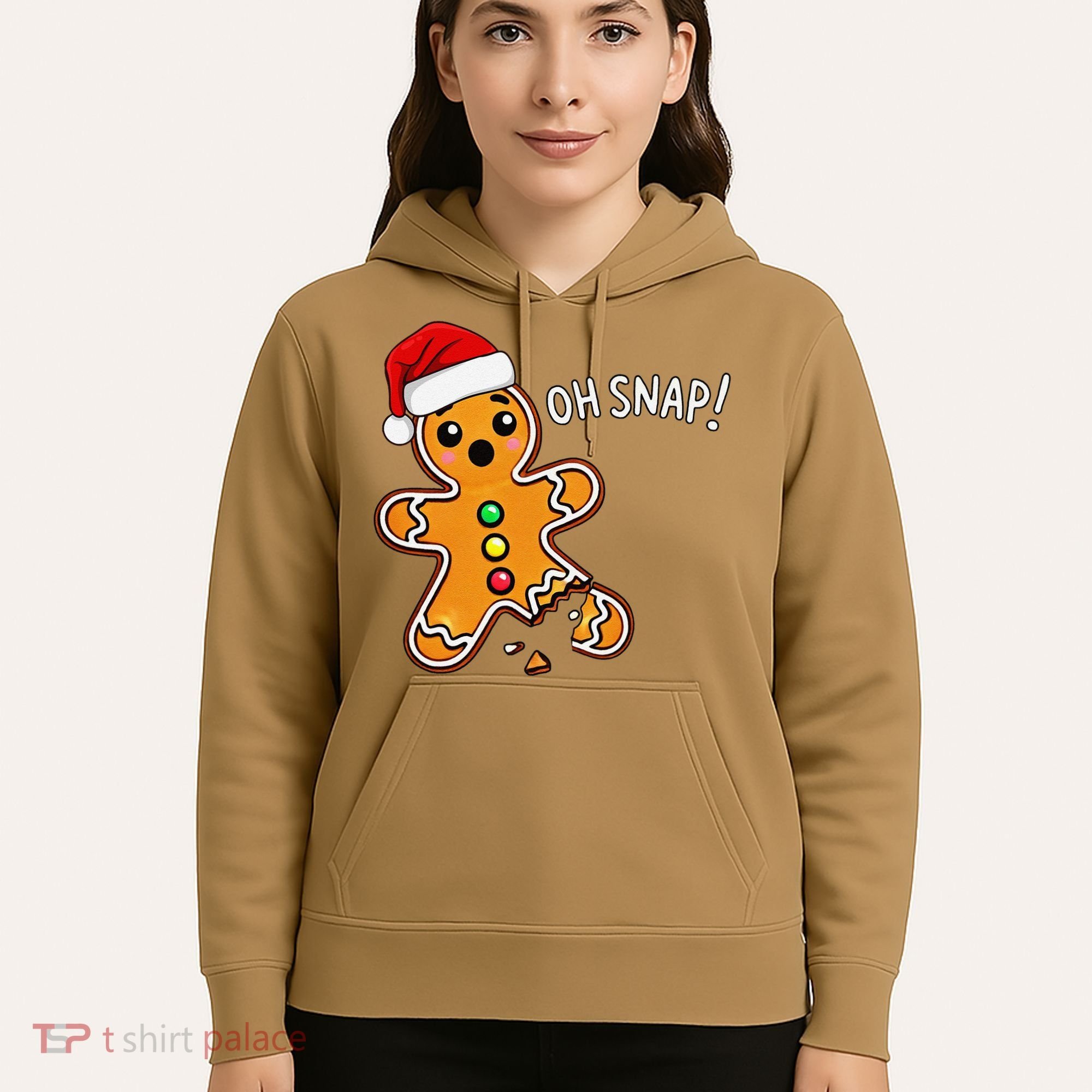 Funny Oh Snap Christmas Gingerbread With Santa Hat Hoodie