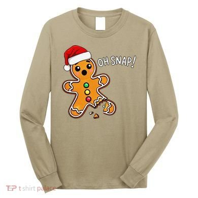 Funny Oh Snap Christmas Gingerbread With Santa Hat Long Sleeve Shirt