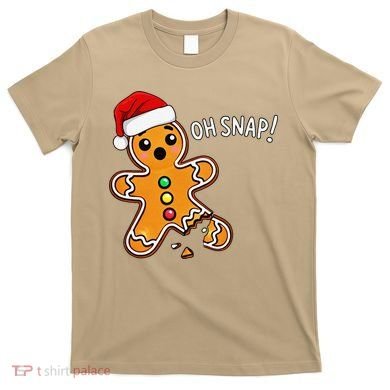 Funny Oh Snap Christmas Gingerbread With Santa Hat T-Shirt