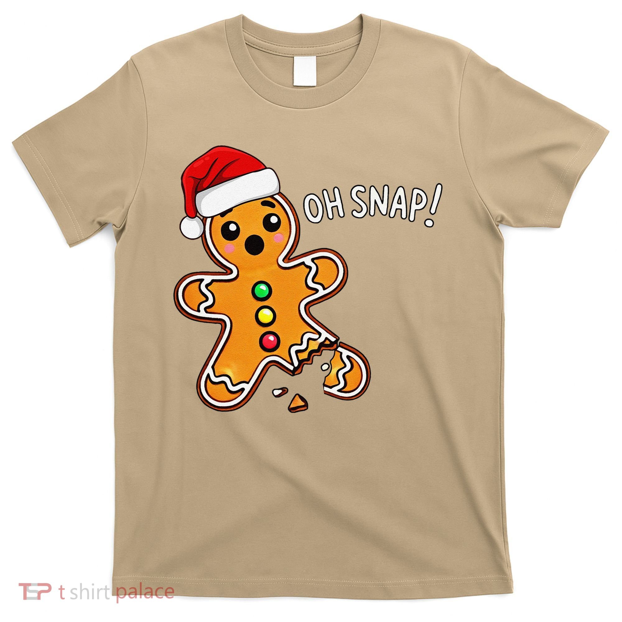 Funny Oh Snap Christmas Gingerbread With Santa Hat T-Shirt