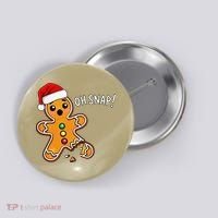 Funny Oh Snap Christmas Gingerbread With Santa Hat Button thumb 0