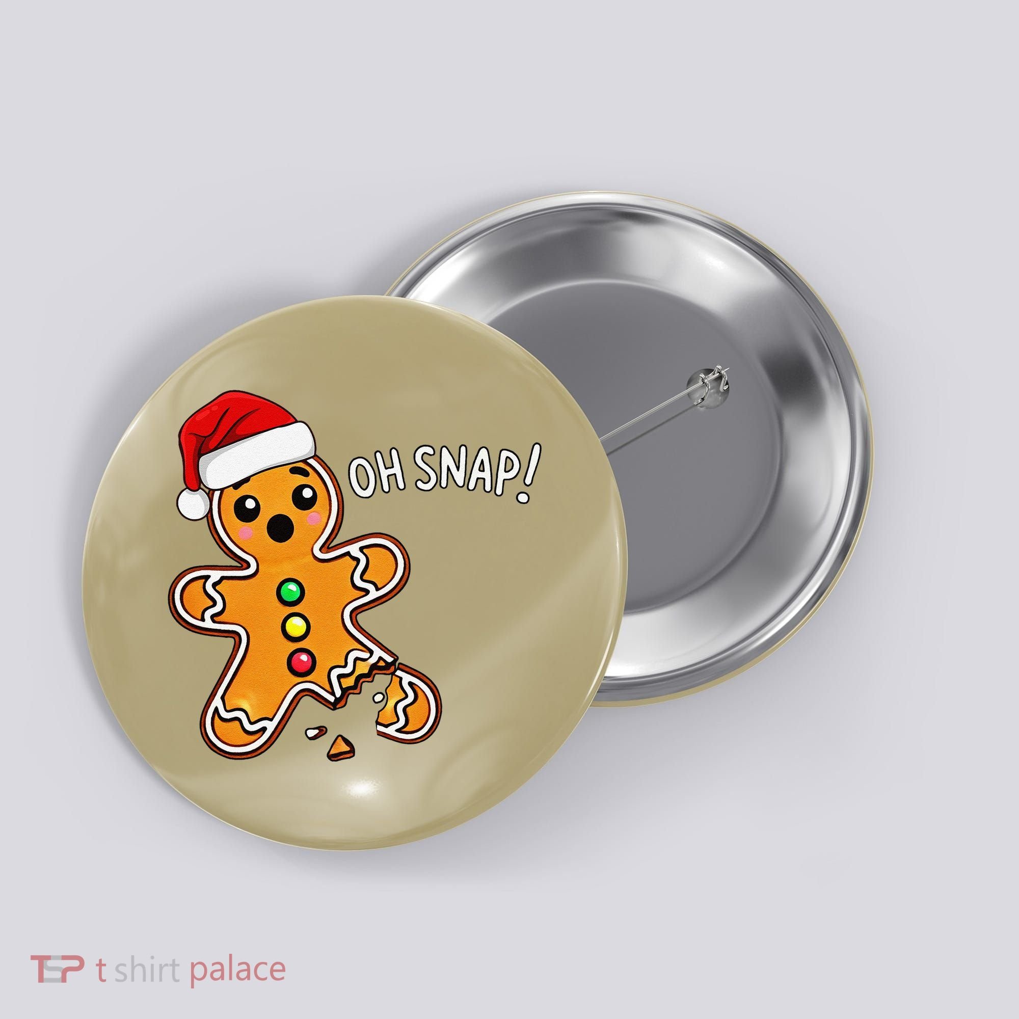 Funny Oh Snap Christmas Gingerbread With Santa Hat Button