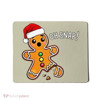 Funny Oh Snap Christmas Gingerbread With Santa Hat Mousepad
