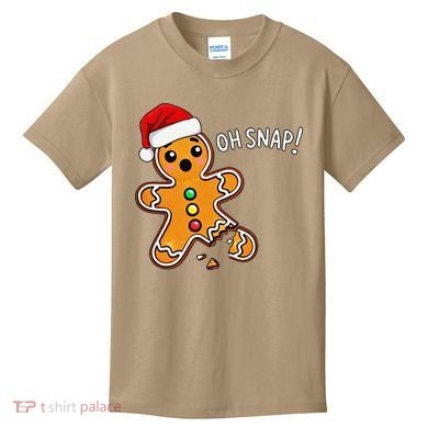 Funny Oh Snap Christmas Gingerbread With Santa Hat Kids T-Shirt
