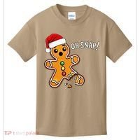 Funny Oh Snap Christmas Gingerbread With Santa Hat Kids T-Shirt thumb 0