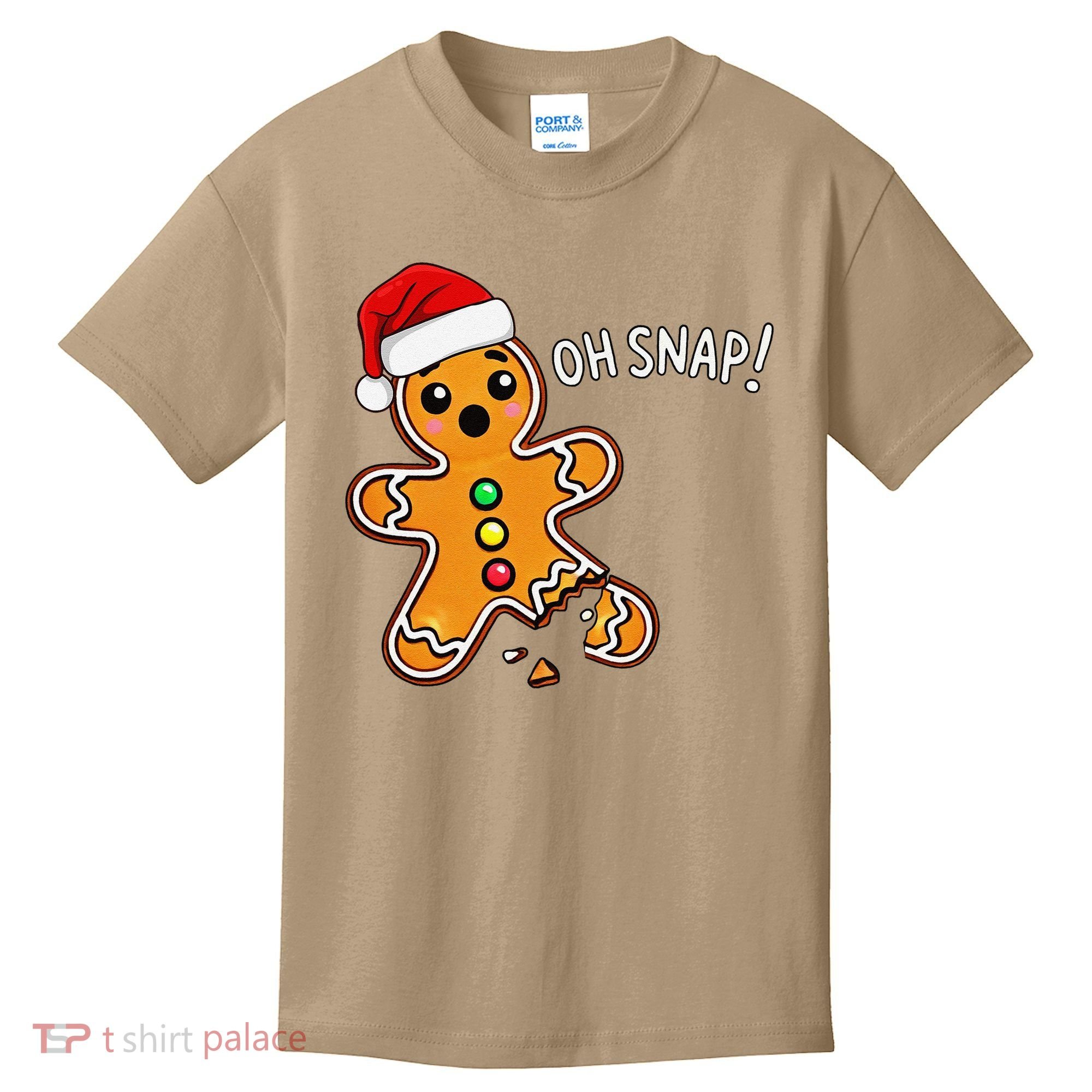 Funny Oh Snap Christmas Gingerbread With Santa Hat Kids T-Shirt