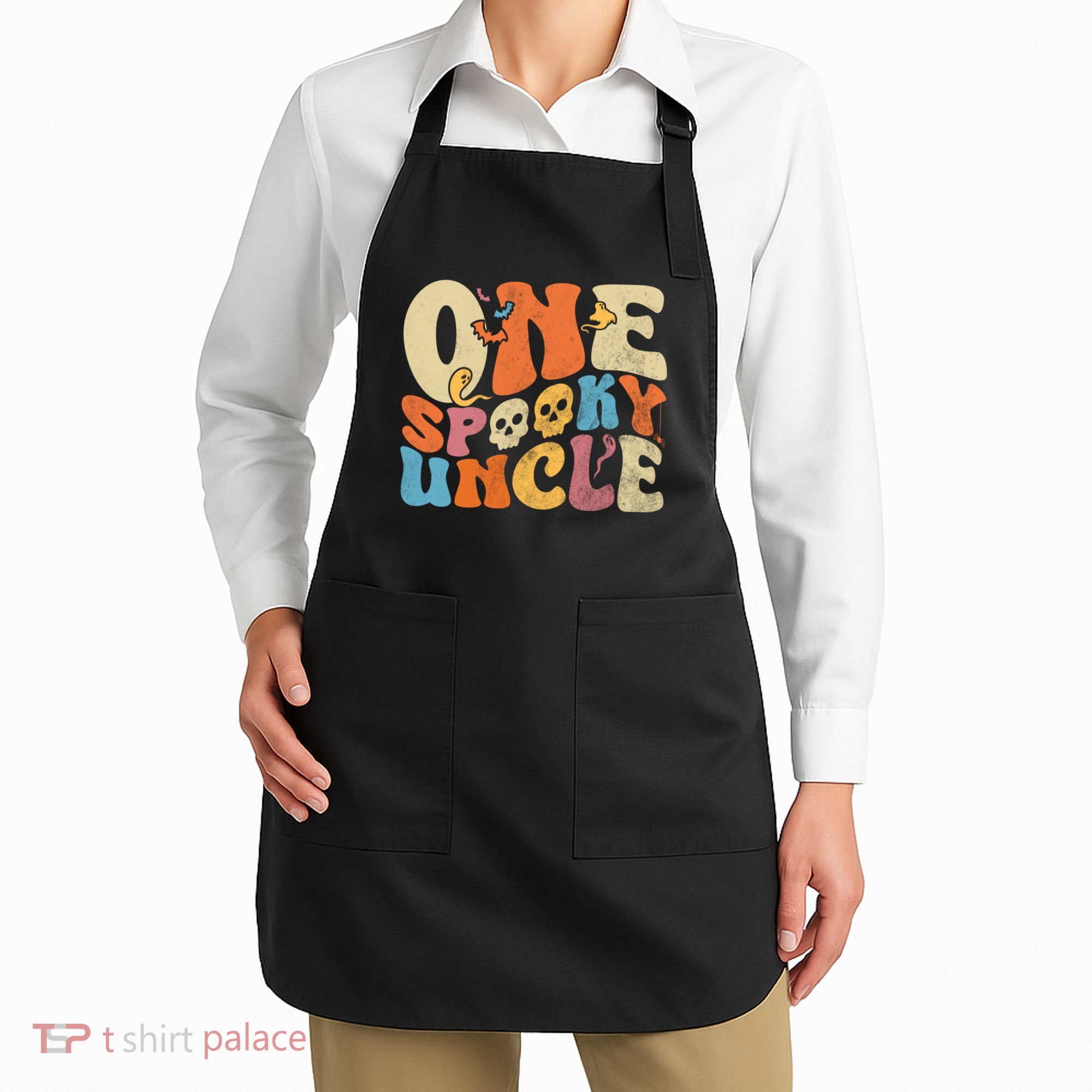 Funny One Spooky Uncle Groovy Cool Halloween Costume Apron