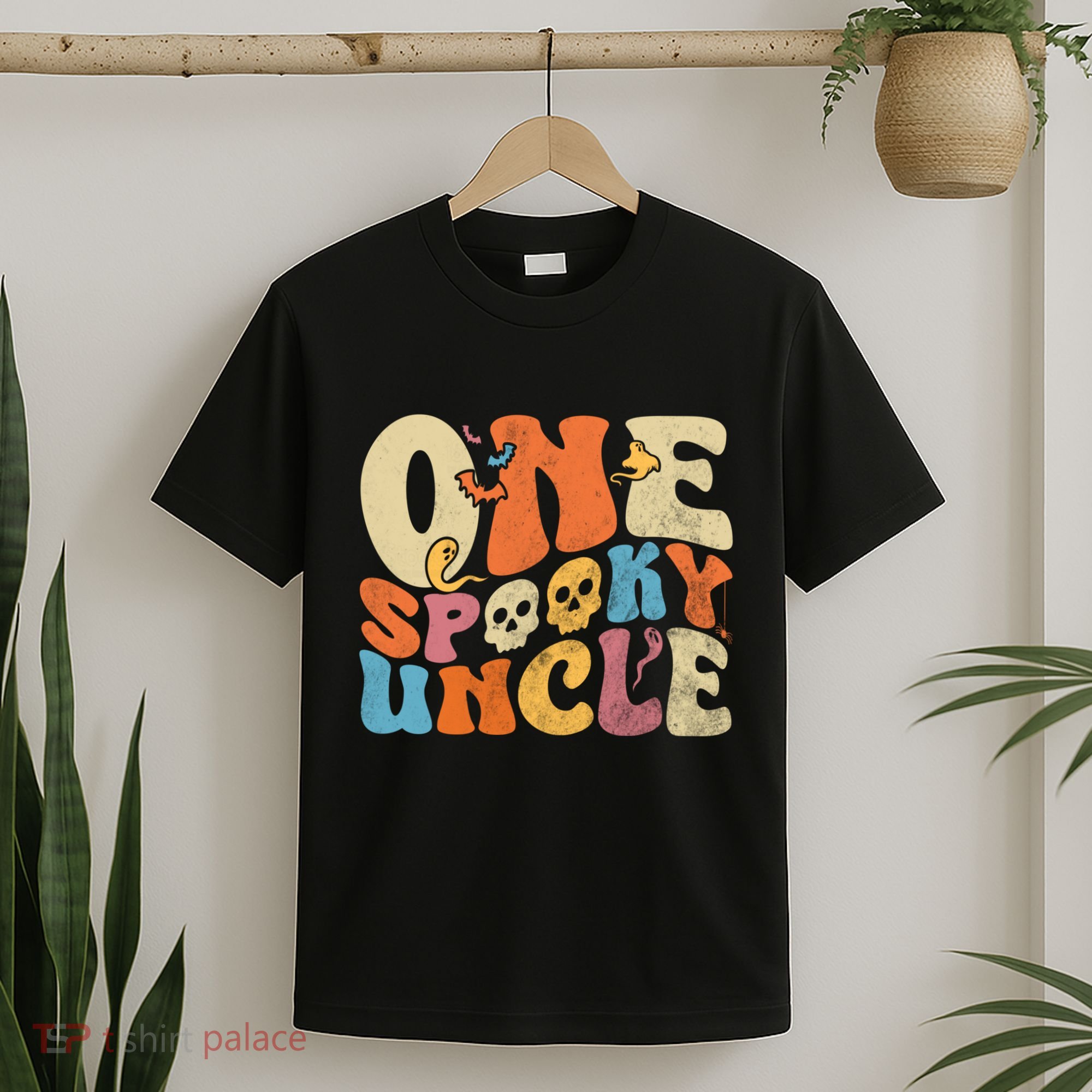 Funny One Spooky Uncle Groovy Cool Halloween Costume T-Shirt