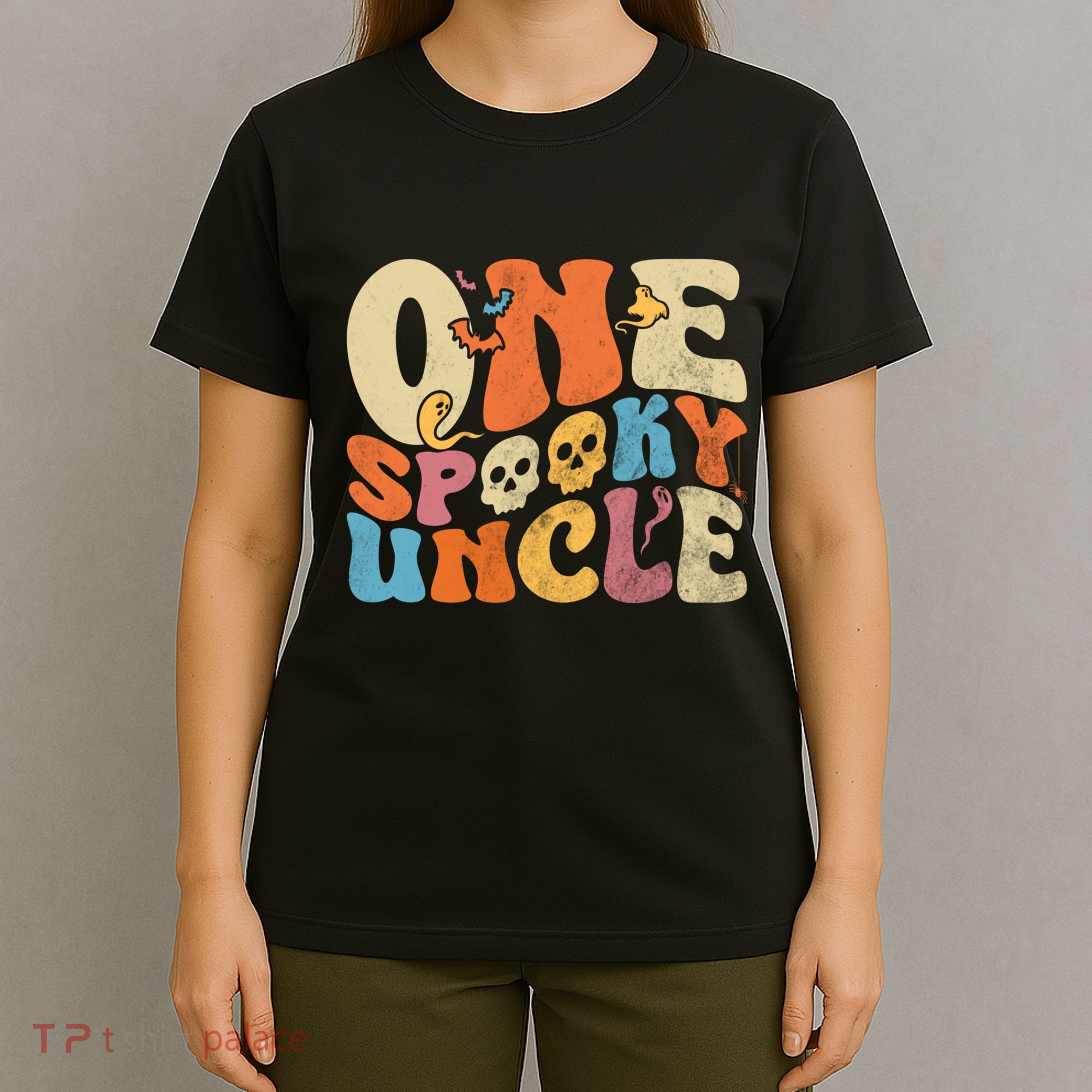 Funny One Spooky Uncle Groovy Cool Halloween Costume T-Shirt