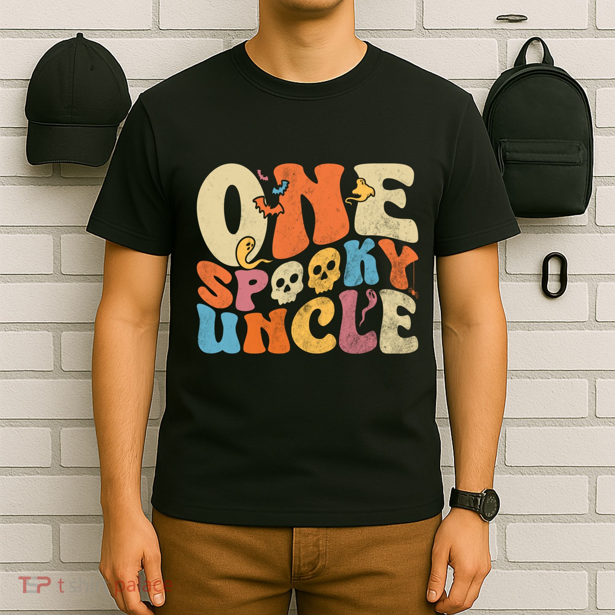 Funny One Spooky Uncle Groovy Cool Halloween Costume T-Shirt