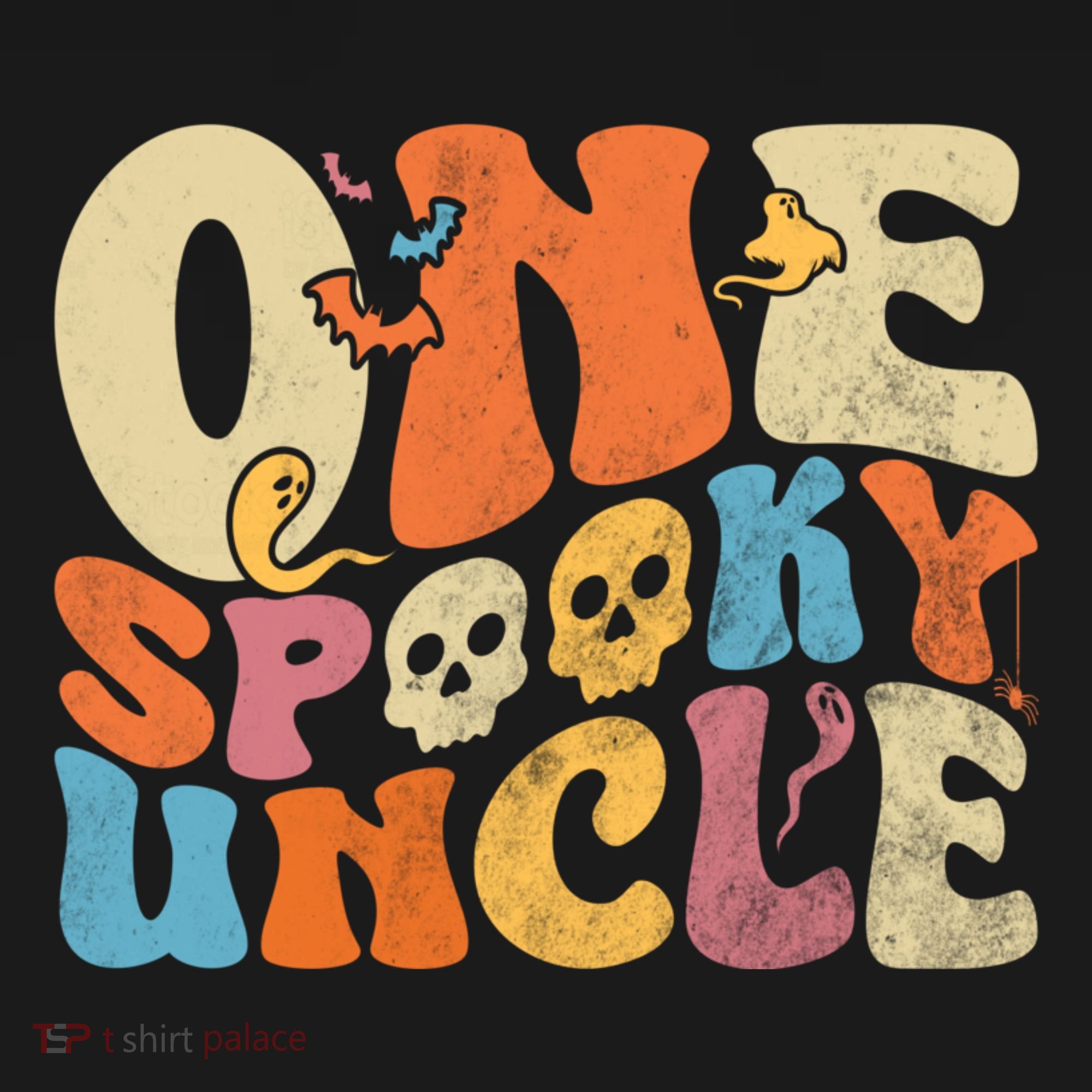 Funny One Spooky Uncle Groovy Cool Halloween Costume T-Shirt