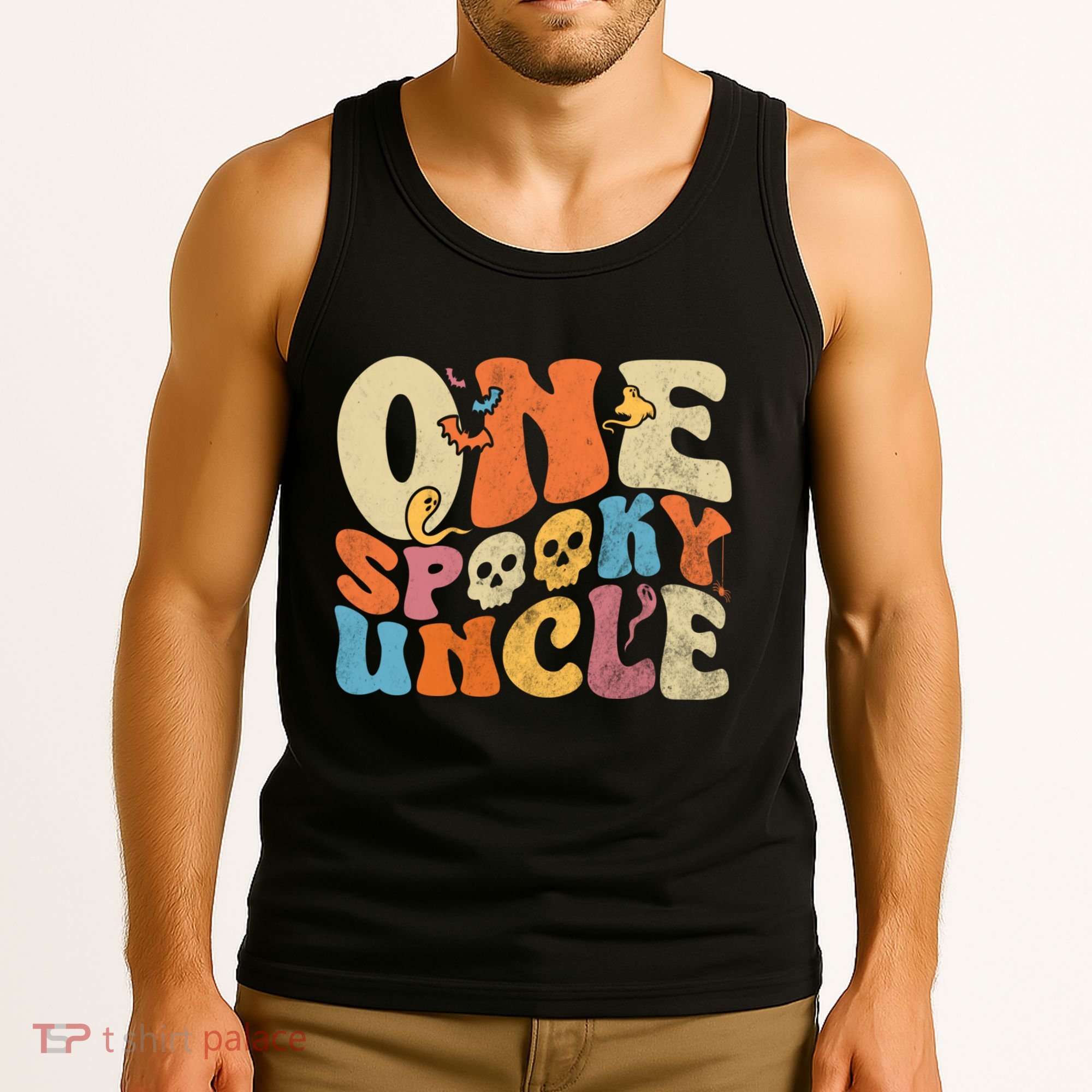 Funny One Spooky Uncle Groovy Cool Halloween Costume Tank Top