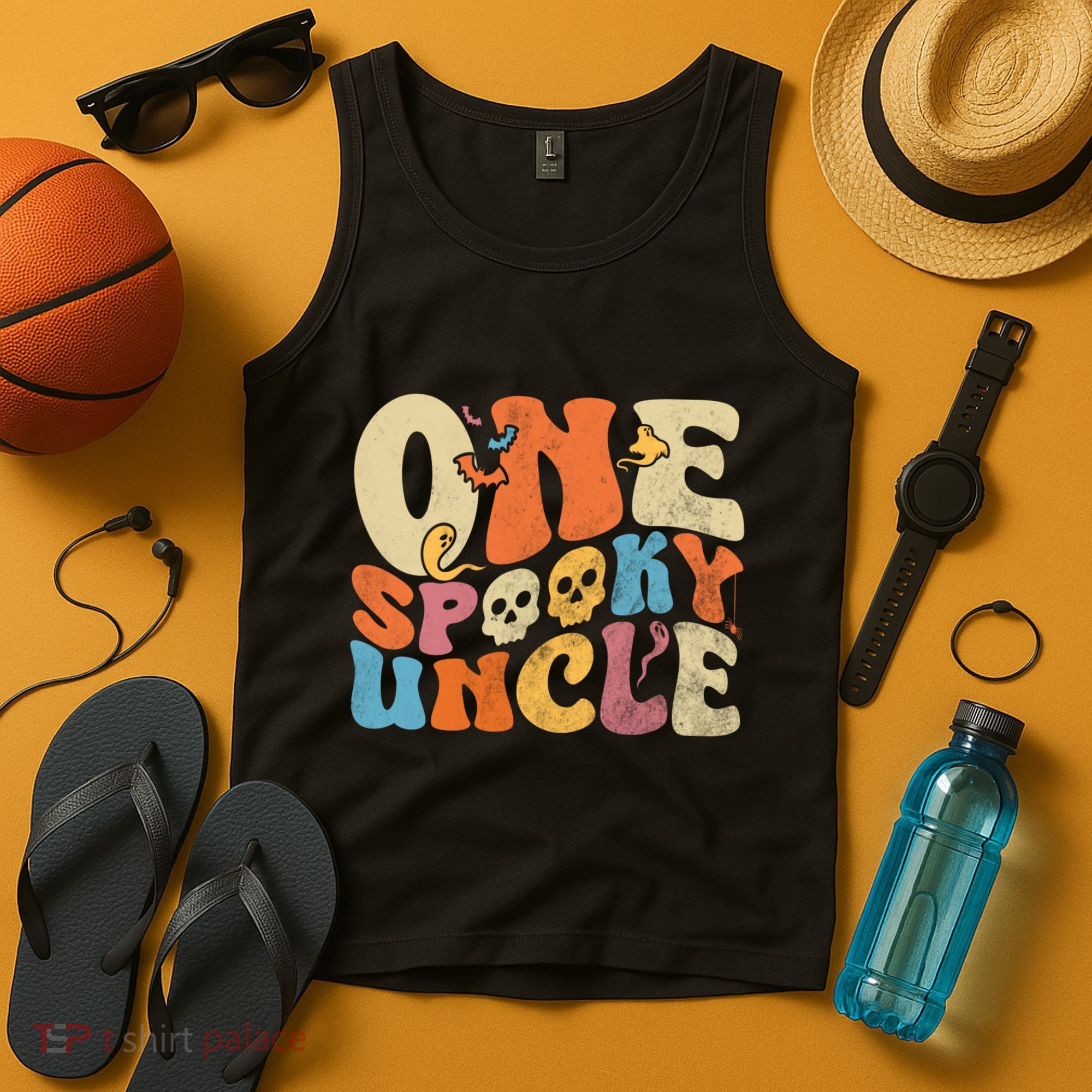 Funny One Spooky Uncle Groovy Cool Halloween Costume Tank Top