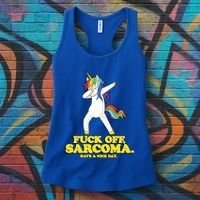 Fuck Off Sarcoma Funny Cancer Survivor Quote Unicorn Great Gift Women's Tank Top thumb 3