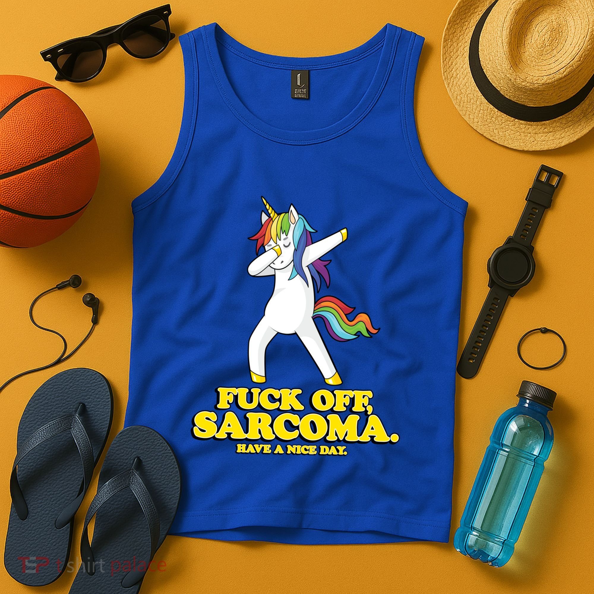 Fuck Off Sarcoma Funny Cancer Survivor Quote Unicorn Great Gift Tank Top