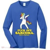Fuck Off Sarcoma Funny Cancer Survivor Quote Unicorn Great Gift Women's Long Sleeve Shirt thumb 0