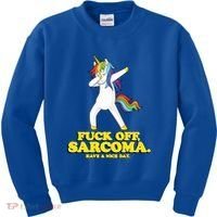 Fuck Off Sarcoma Funny Cancer Survivor Quote Unicorn Great Gift Kids Sweatshirt thumb 0