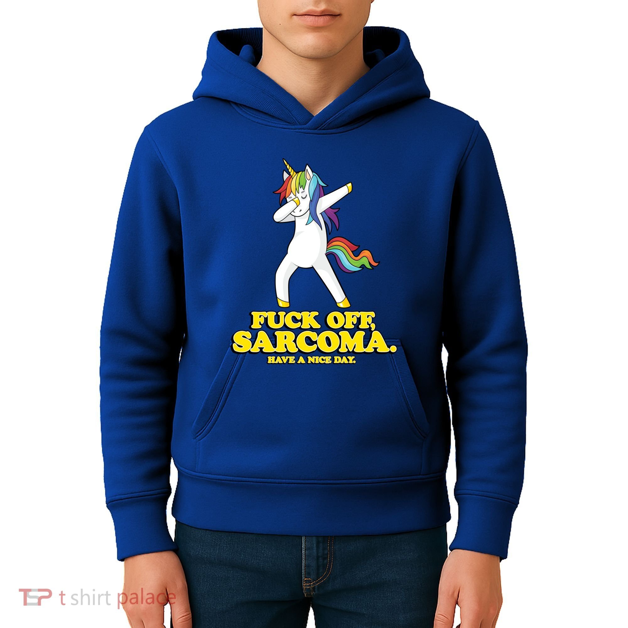 Fuck Off Sarcoma Funny Cancer Survivor Quote Unicorn Great Gift Kids Hoodie