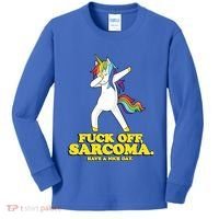 Fuck Off Sarcoma Funny Cancer Survivor Quote Unicorn Great Gift Kids Long Sleeve Shirt thumb 0