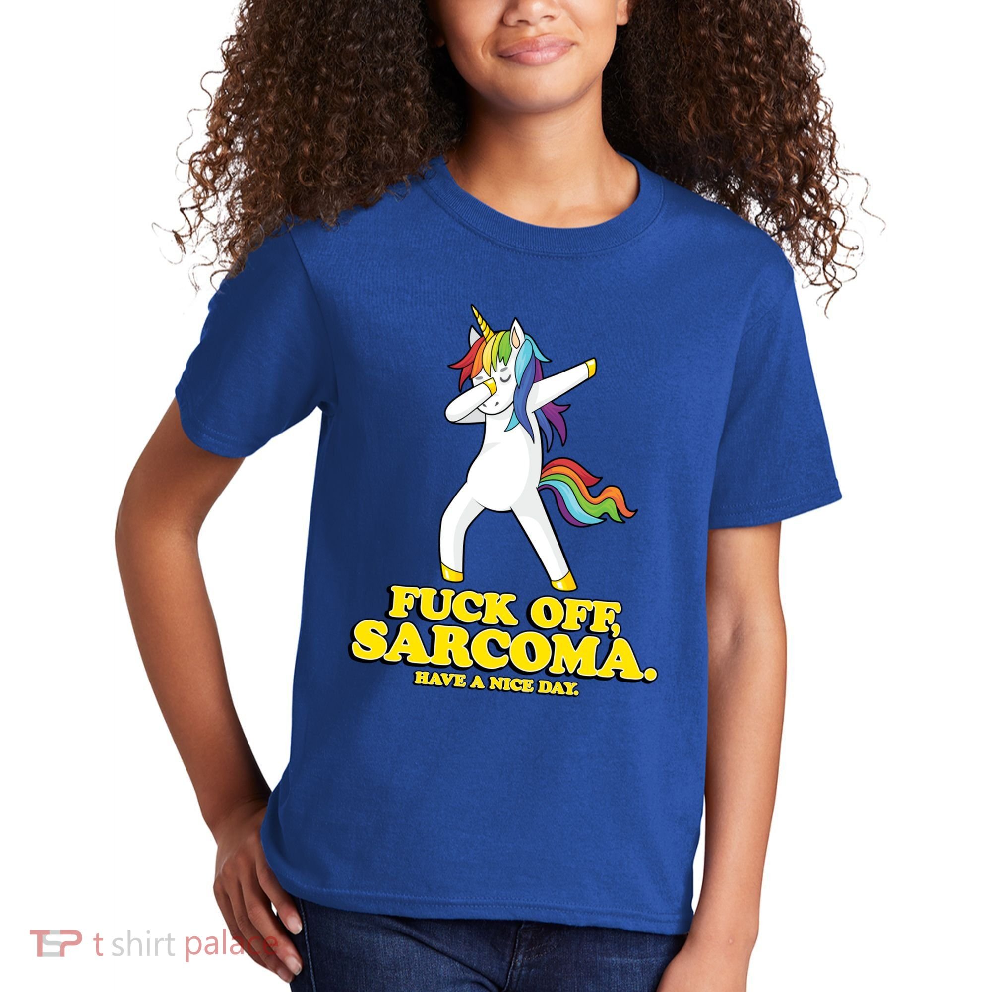 Fuck Off Sarcoma Funny Cancer Survivor Quote Unicorn Great Gift Kids T-Shirt
