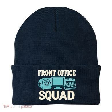 Front Office Squad Funny Retro Receptionist Desk Worker Beanie
