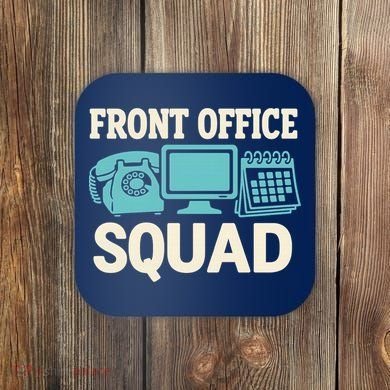 Front Office Squad Funny Retro Receptionist Desk Worker Coaster
