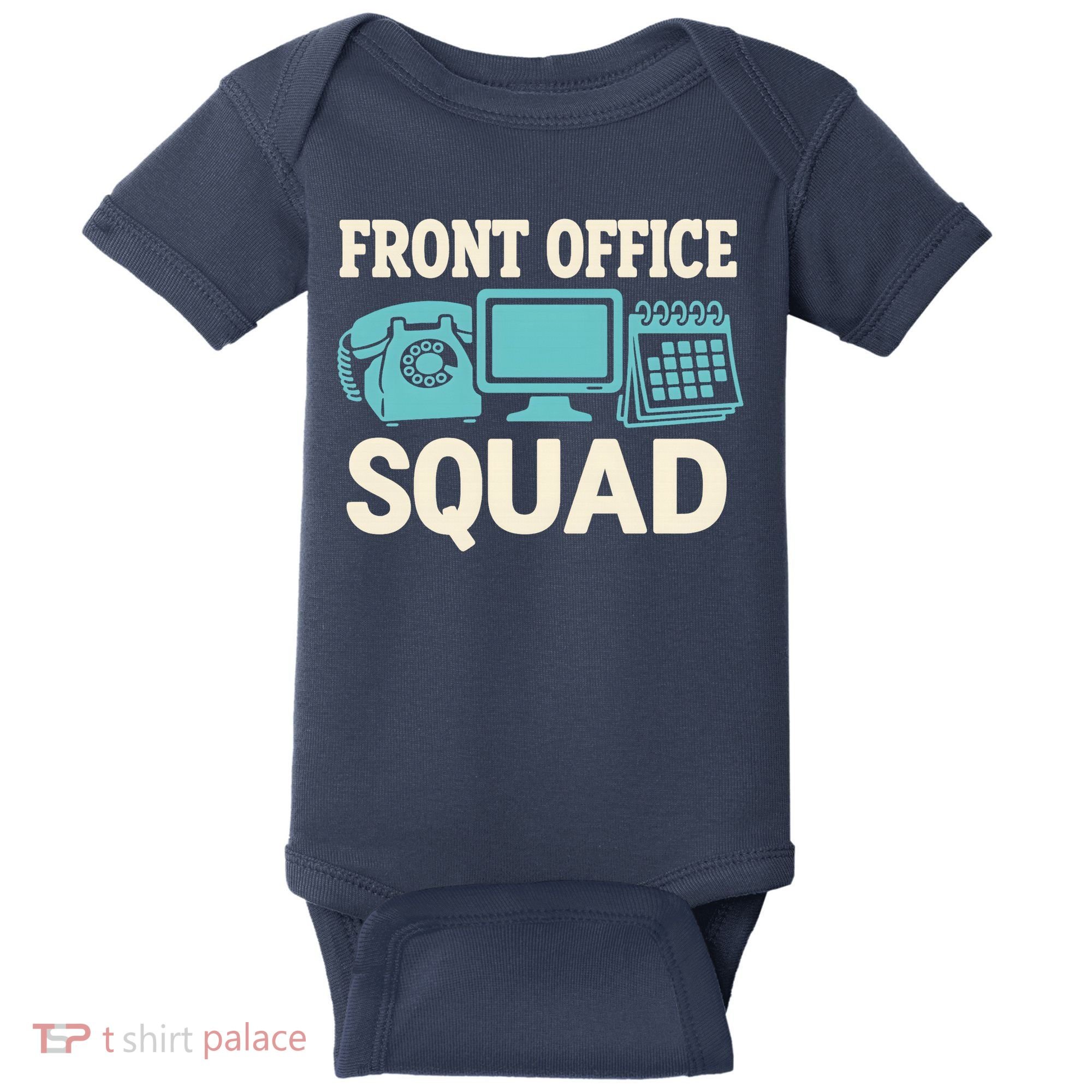 Front Office Squad Funny Retro Receptionist Desk Worker Baby Bodysuit