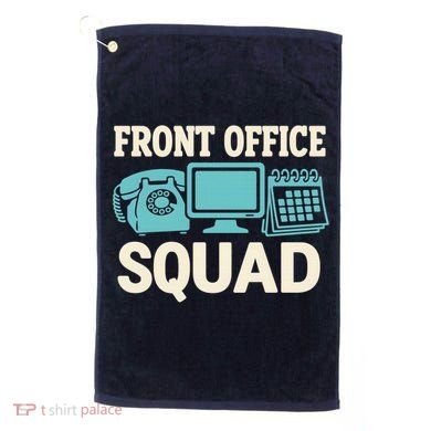 Front Office Squad Funny Retro Receptionist Desk Worker Golf Towel