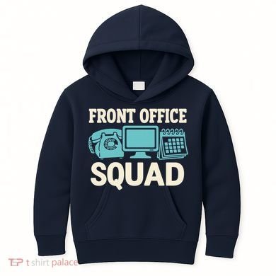 Front Office Squad Funny Retro Receptionist Desk Worker Kids Hoodie