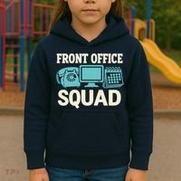 Front Office Squad Funny Retro Receptionist Desk Worker Kids Hoodie thumb 3