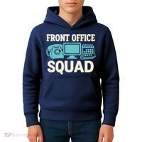 Front Office Squad Funny Retro Receptionist Desk Worker Kids Hoodie thumb 4