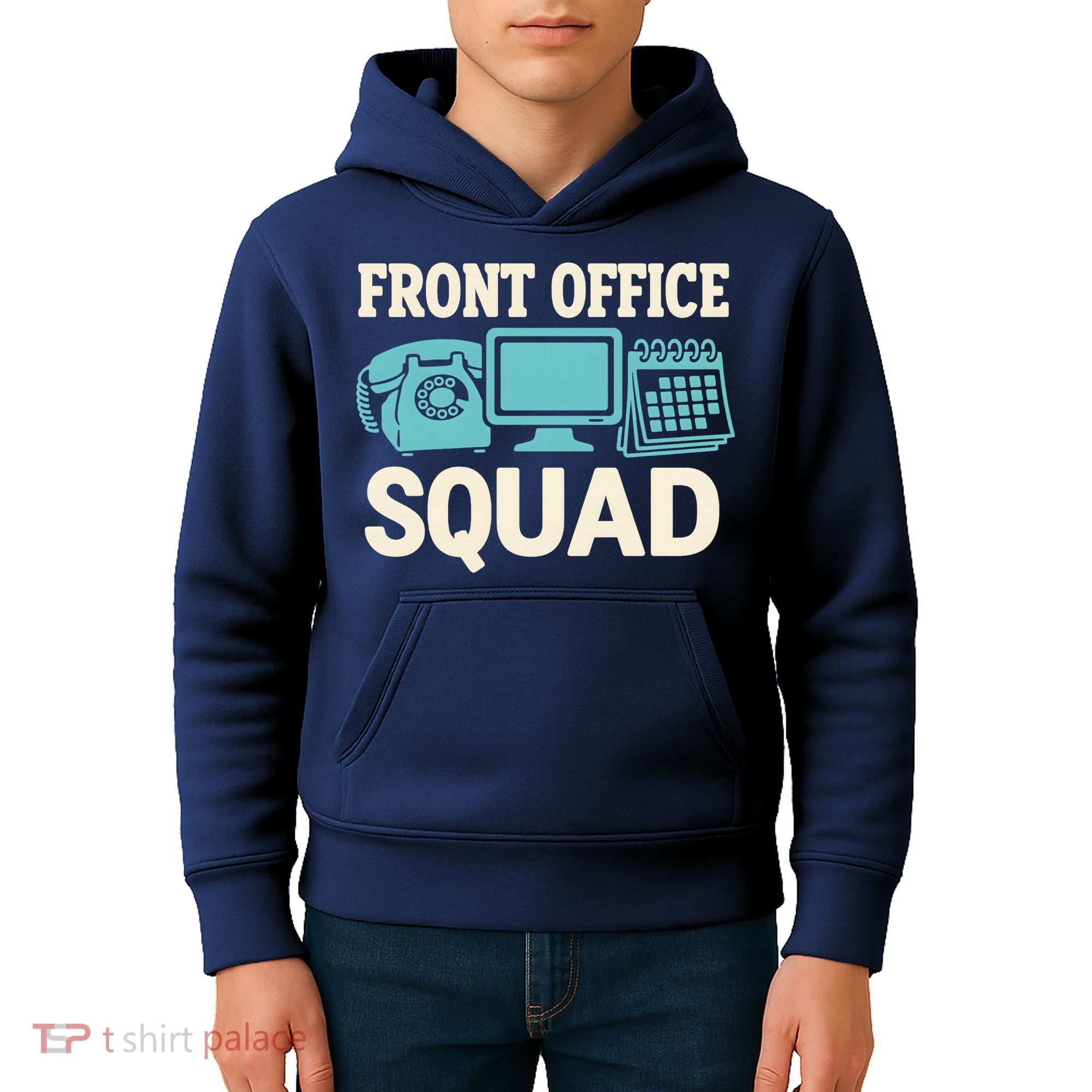Front Office Squad Funny Retro Receptionist Desk Worker Kids Hoodie