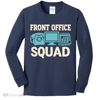 Front Office Squad Funny Retro Receptionist Desk Worker Kids Long Sleeve Shirt