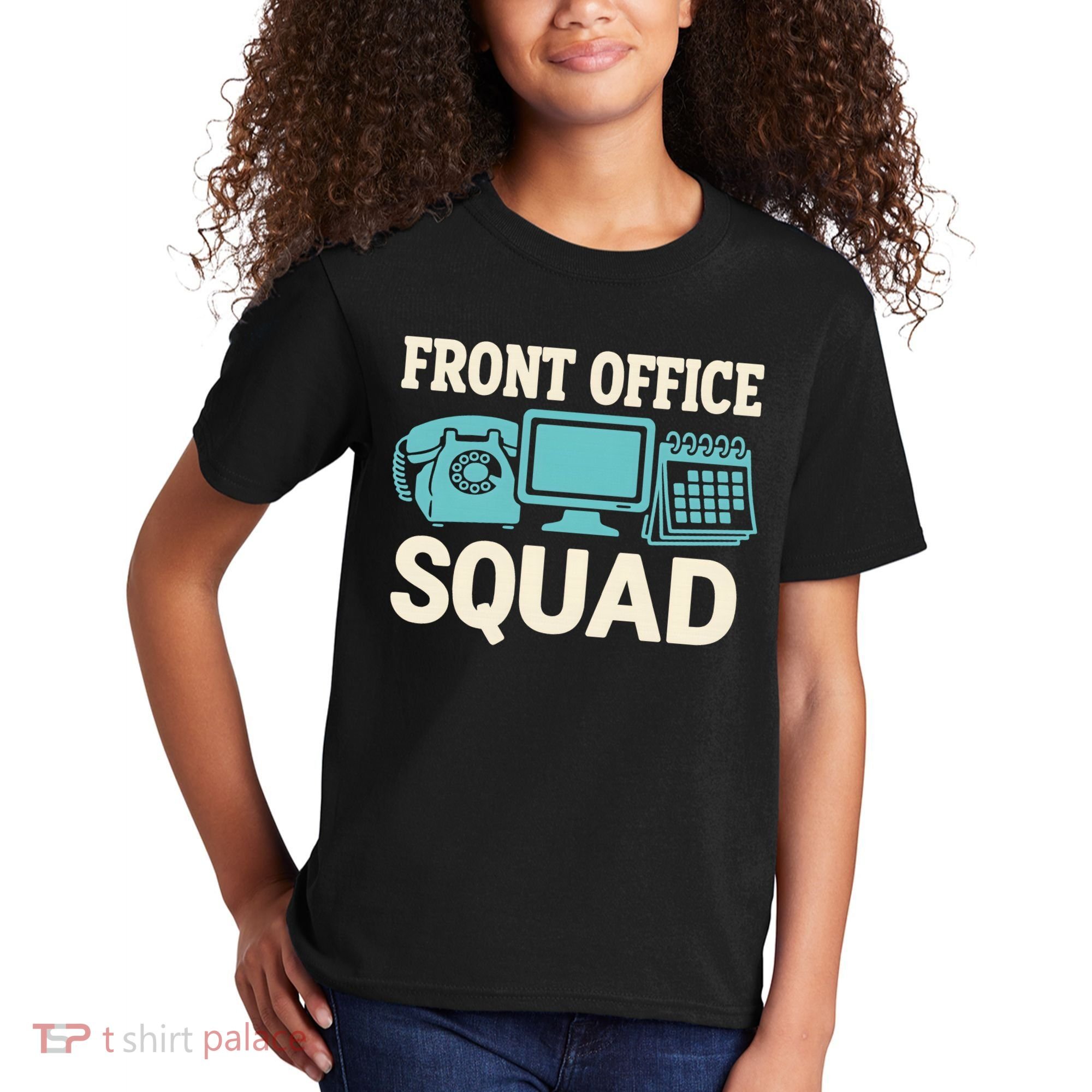Front Office Squad Funny Retro Receptionist Desk Worker Kids T-Shirt
