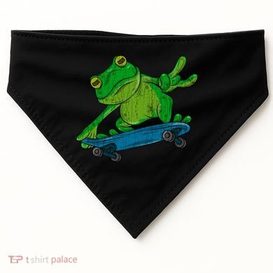 Frog On Skateboard Funny Graphic Cute Gift USA-Made Doggie Bandana